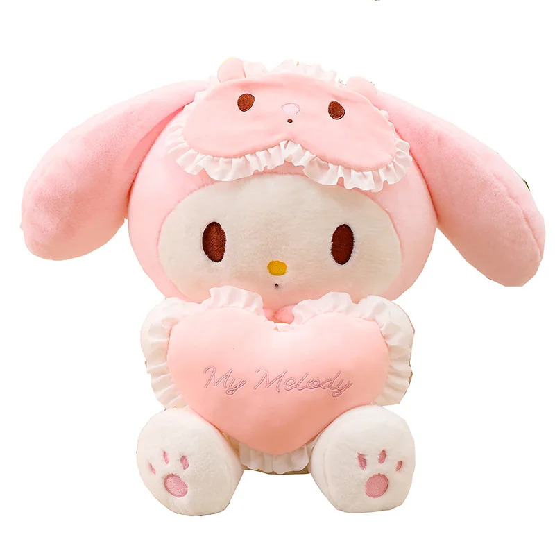 Brand New Cute Kuromi/Melody Eye Mask Love Heart Plush Decorative Pillow Toy Children Doll Girl Doll Birthday Christmas Gift