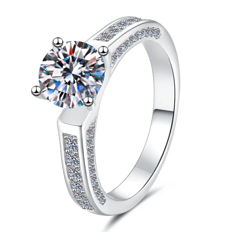 

Women's PT950 Platinum Moissanite 1.5Ct Fashion Ring with Stone-EnhancingProng Trendy 1.5ct Shine for Stylish Jewelry Collection