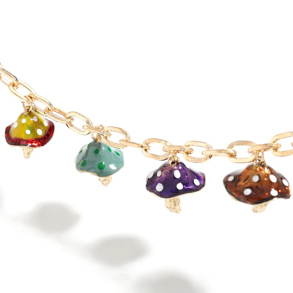 Creative Colorful Mushroom Necklace Charm 3D Agaric Pendant Jewelry for Women Girls Aesthetics Accessories Gifts