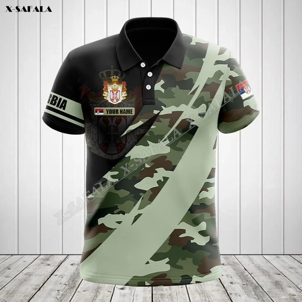 

Serbia Camo Army Flag Europe Veteran 3D Print Cosplay For Men Clothing Polo Shirt T-Shirts Top Short Sleeve Tee Breathable