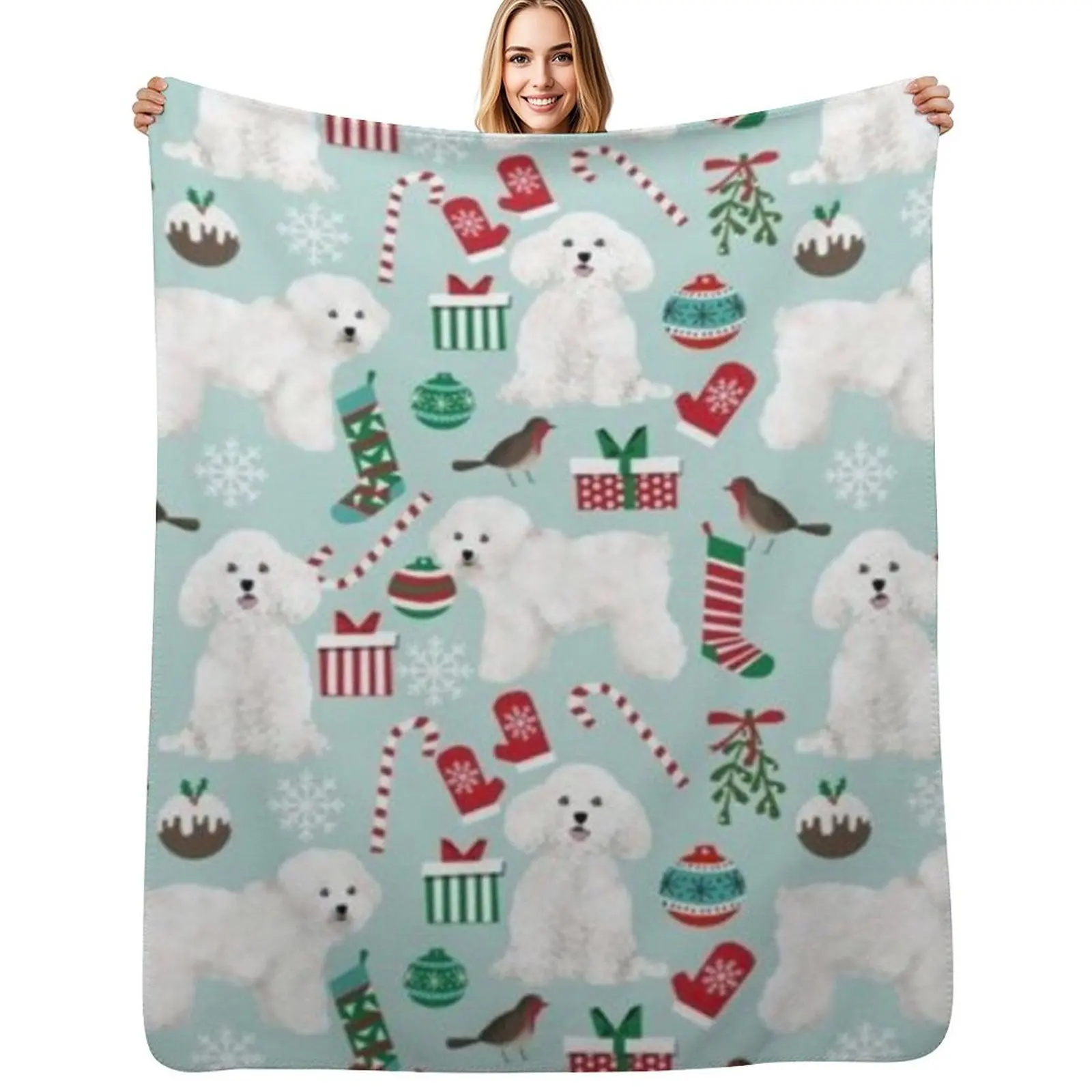 

BICHON CHRISTMAS Throw Blanket cosplay anime Cute Winter beds Bed Fashionable Blankets