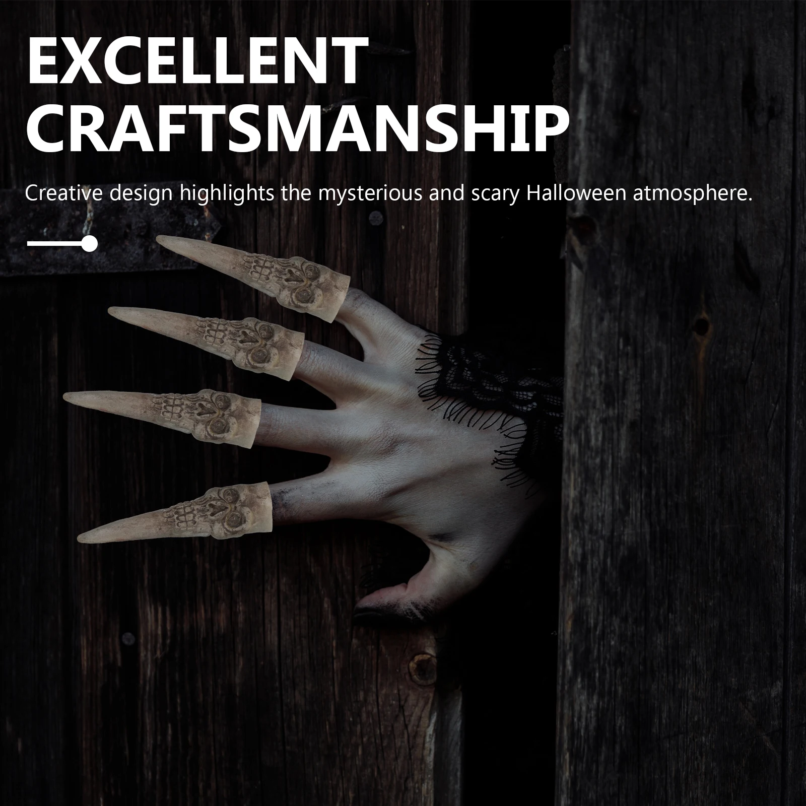 

5Pcs False Nail Set Plastic Long Covers Halloween Witch Fingers Creepy Props Scary Zombie Nails Cosplay H Puppets