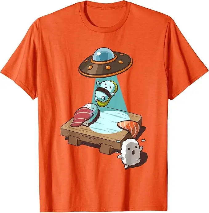 Sushi UFO Alien Abduction T-Shirt Y2k Japanischer Feinschmecker Ästhetische Kleidung Humor Einzigartiges Neuheitsgeschenk Niedliche Cartoon-T-Shirts – Detail 9