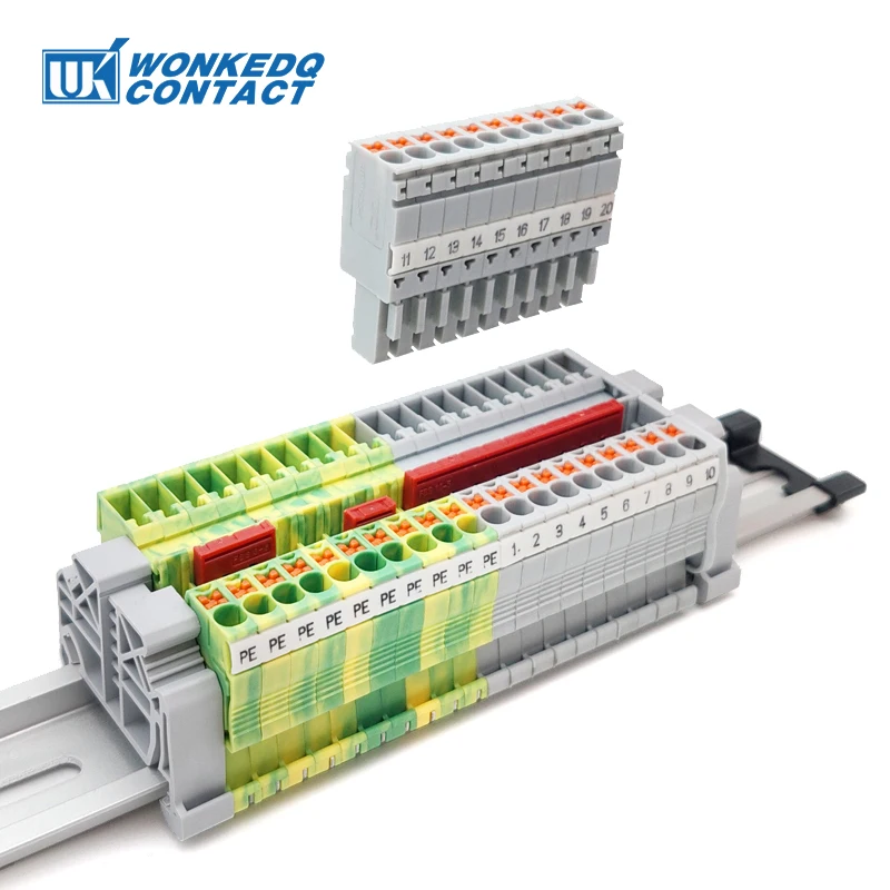 PT 2.5/1P Plug-in Terminal Block Push-in/Plug 2.5mm² Cable Socket PPH2.5-1/2/3/4/5/6/7/8/9/10 Pin Test Adapte Din Rail Connector