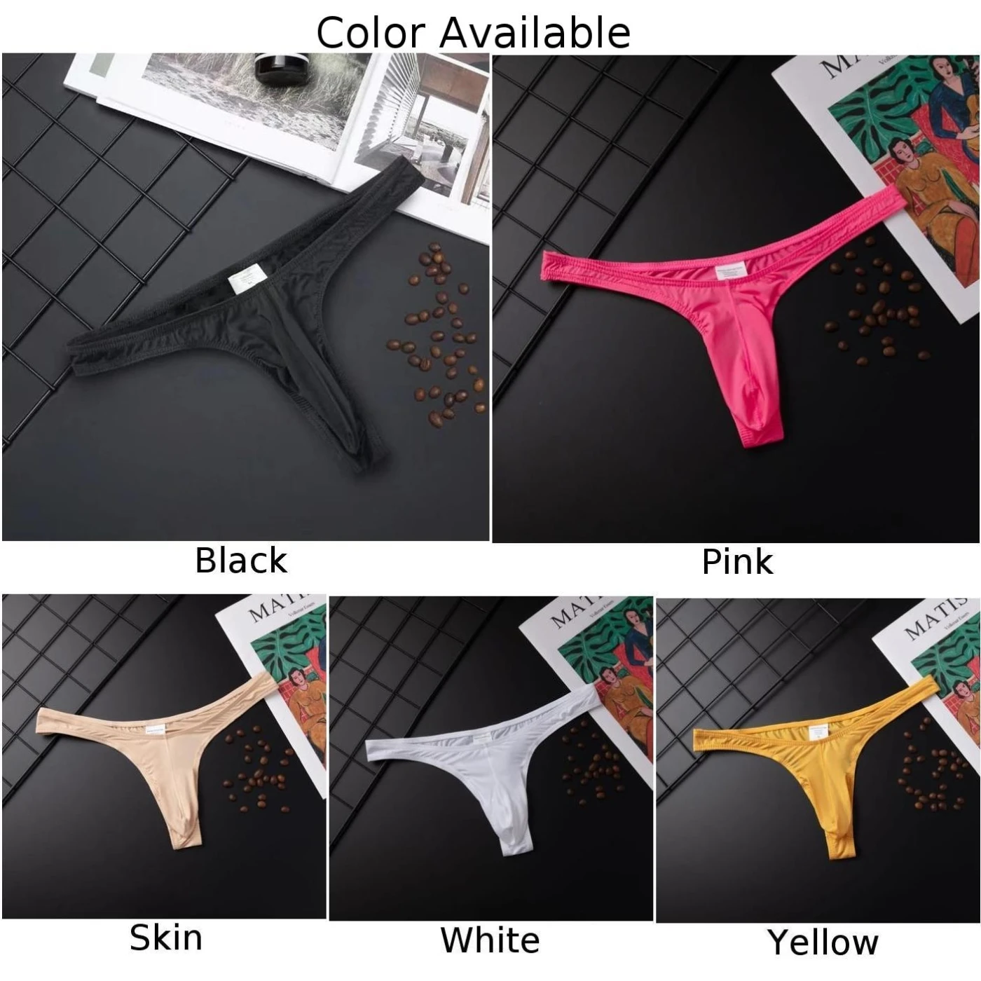 Men Sexy Briefs Underwear Breathable Thong Silky Bugle Pouch Panties Quick Dry G-String Erotic Lingerie Ultra-Thin Underpants