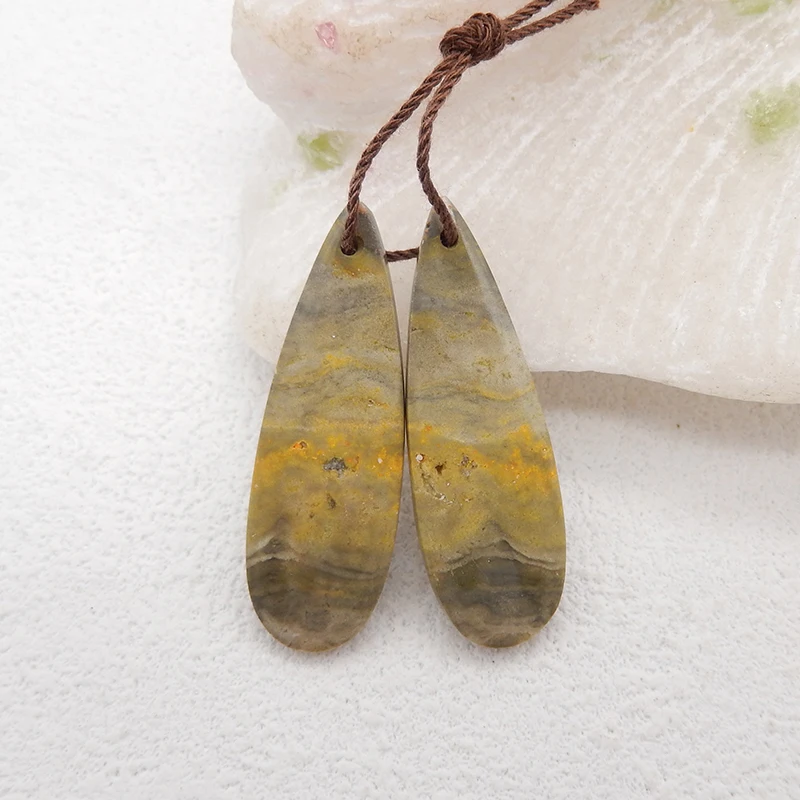 Natural Bumble Bee Stone Earrings For Women 35x10x3mm 4.3g Semiprecious Fine Jewelry Accessories Factory Direct New Arrival 2024