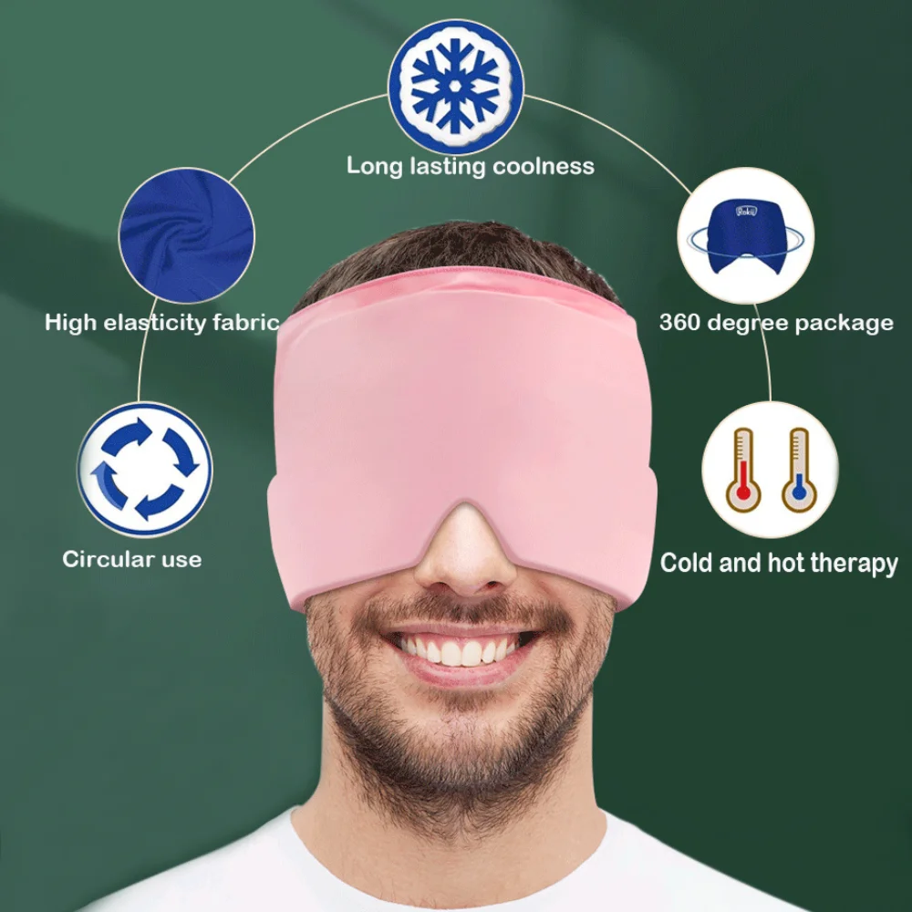 Portable Migraine Relief Hat Multipurpose Easy To Use Cold Compress Therapy Cap Durable Reusable Head Wrap Face Mask