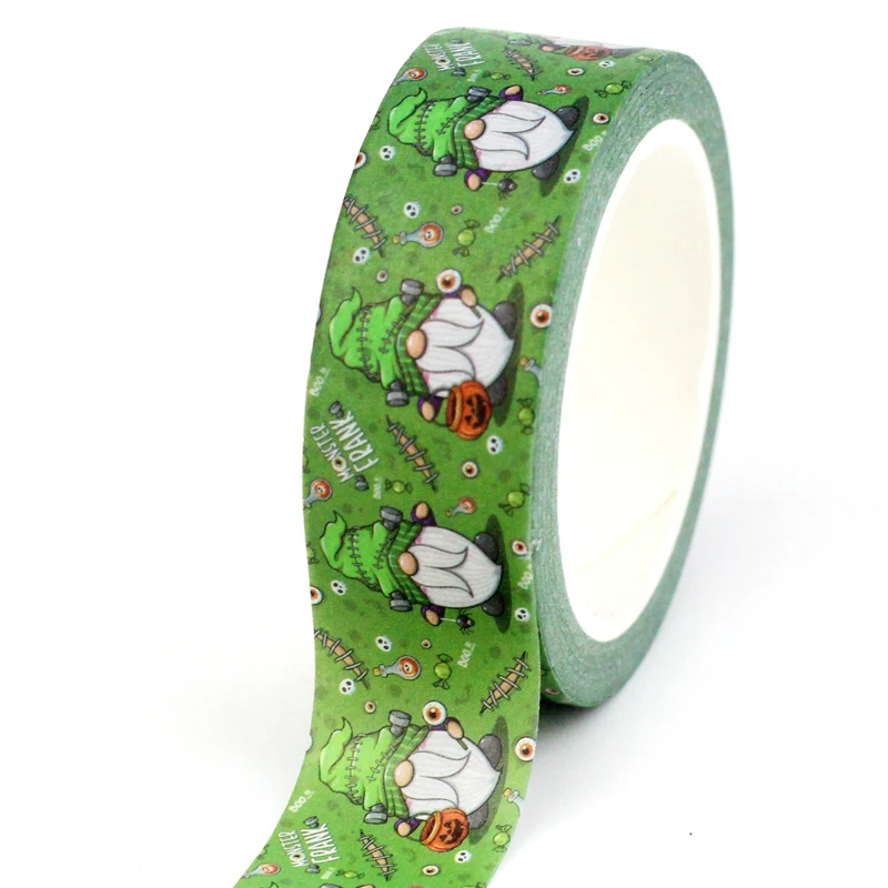 

2023 NEW 1X 10M Decorative Happy Halloween Monster Gnome Washi Tape for Planner Adhesive Masking Tape Kawaii Papeleria