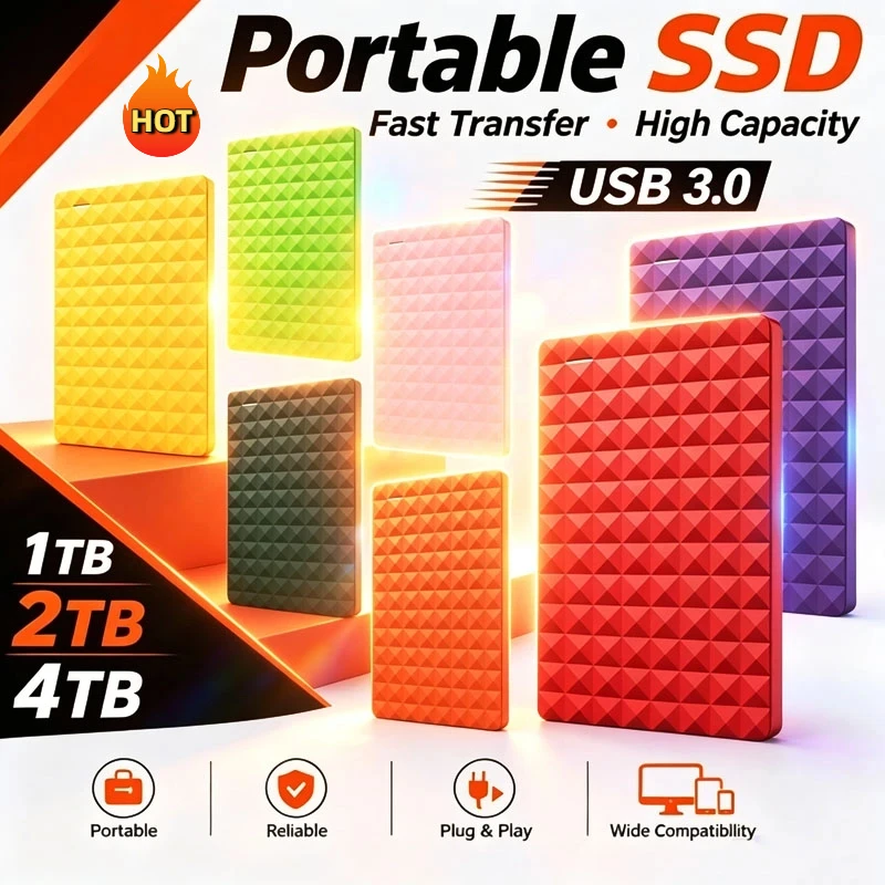 2026 New External SSD 500GB 1TB 2TB 4TB Portable Solid State Drive USB3.0 High Capacity Storage for PC Laptop Mac Phone