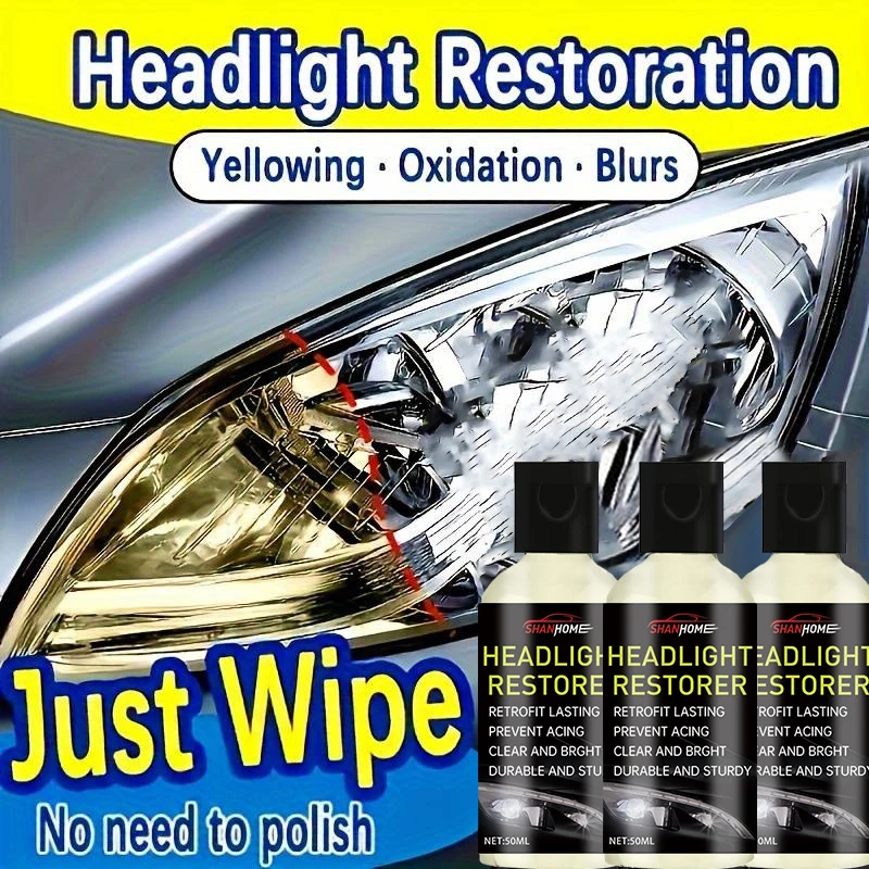 Car Headlight Refurbishment and Repair Fluid Set Tool Polishing Headlight Scratches and Yellowing Lampshade Quick-Brightening Cleaning Agent Artifact