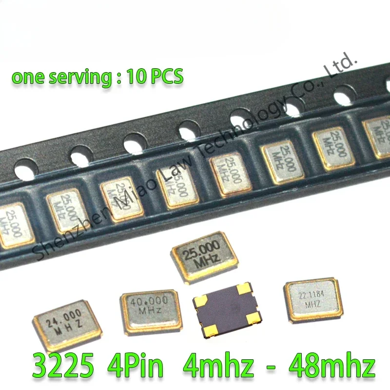 

Resonador de cuarzo de Metal SMD, 4 pines, 4M, 6M, 8MHZ, 10MHZ, 3225 MHZ, 12MHZ, 16MHZ, 20MHZ, 24MHZ, 25MHZ, 27M, 10 unidades