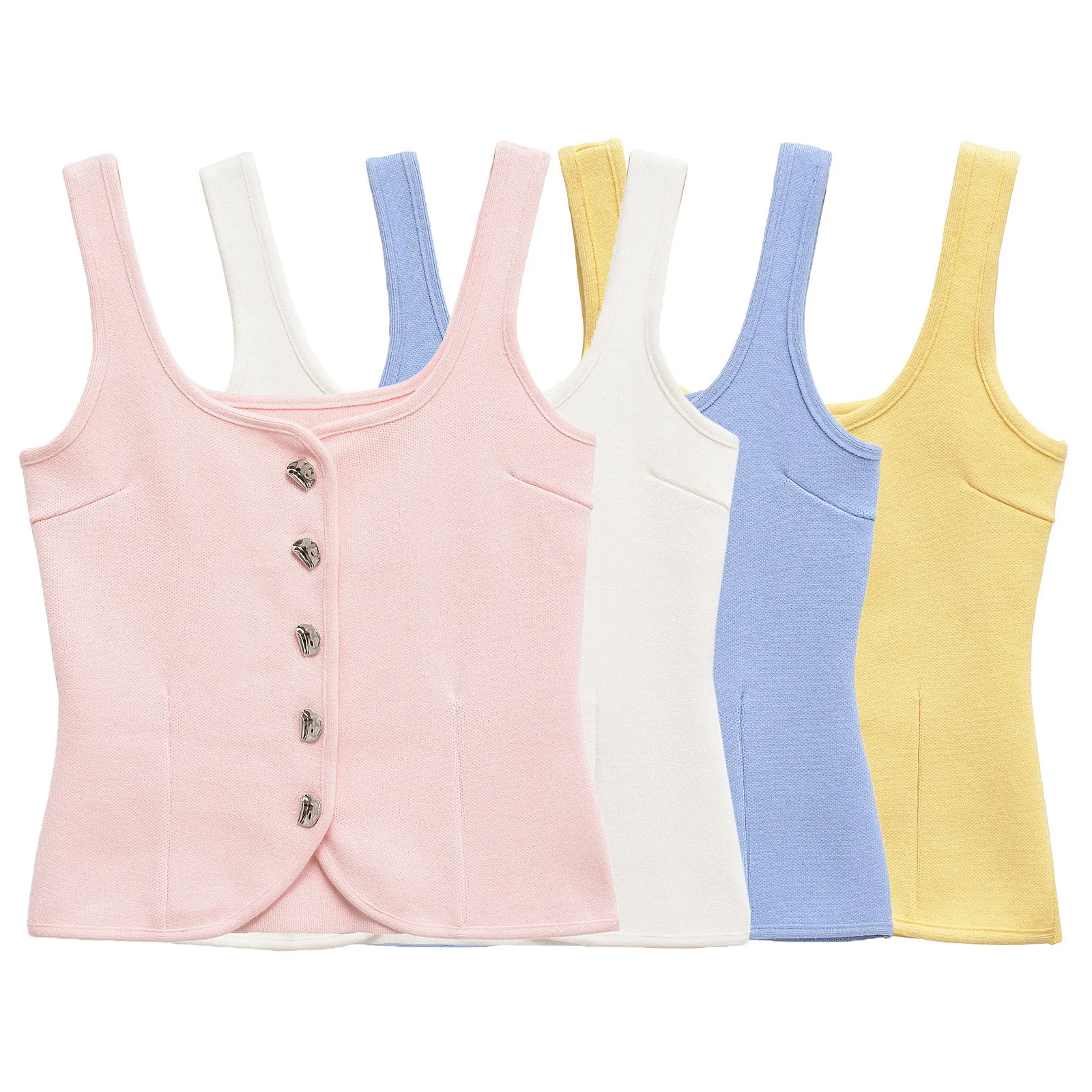 Women's clothing 2025 spring and summer European and American style buttons and small vest suspender top for women