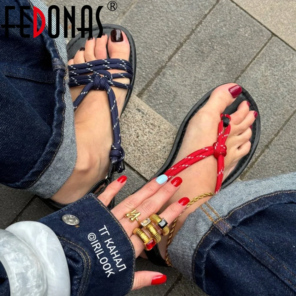 FEDONAS New Weaving Straps Fashion Leather Sandals Comfort Summer Daily Casual Shoes Woman Flats Heels Sandals