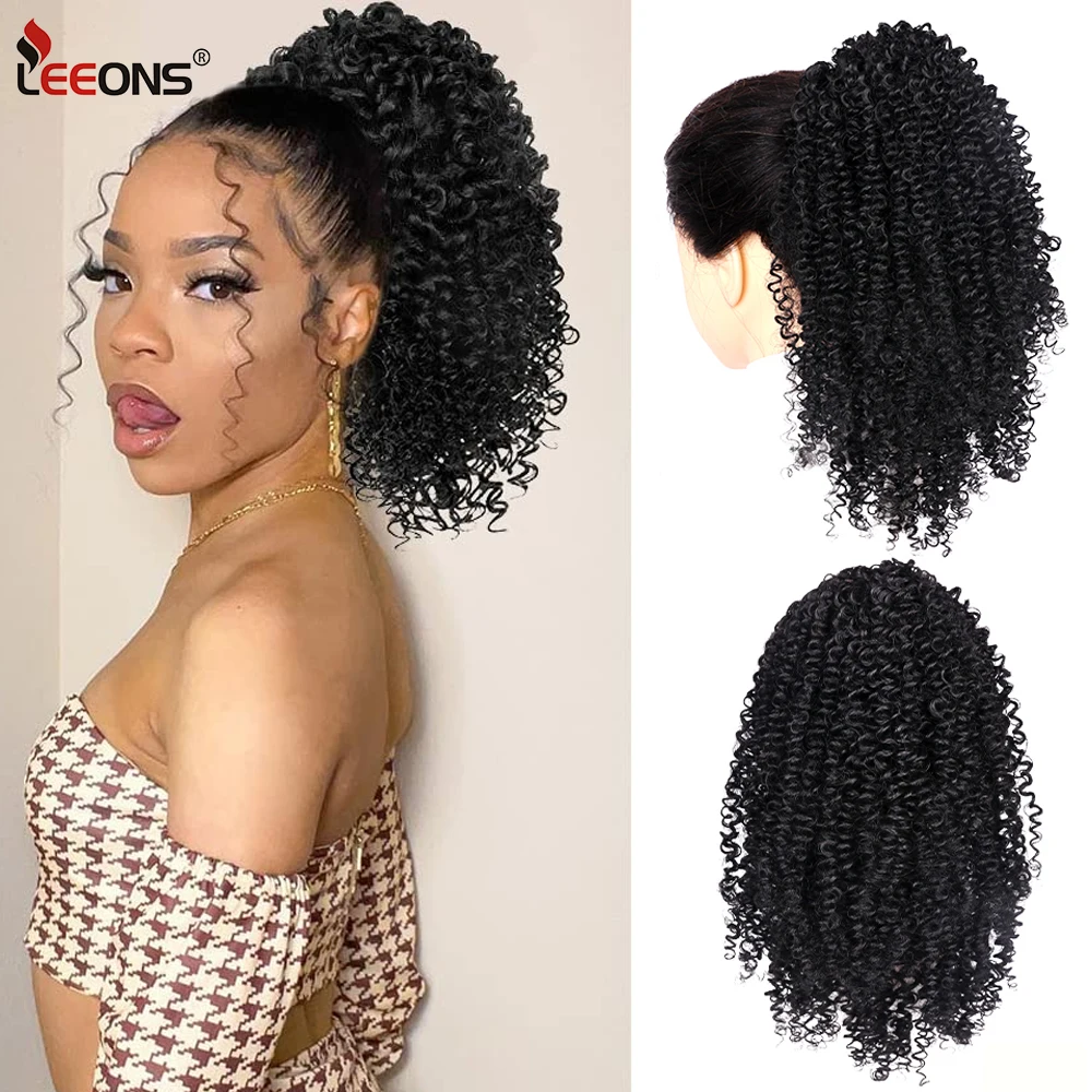 Extensão de rabo de cavalo encaracolado Kinky curto para mulheres negras, hairpiece natural do cordão, sopro do afro, sintético, 10