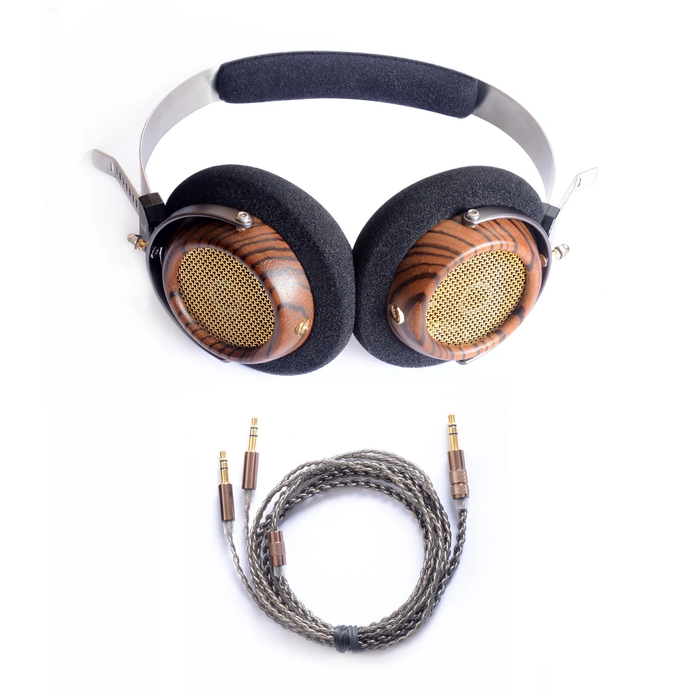 OKCSC M2 57MM Speaker Open Voice HIfi Olive Wooden Headphones With 5N OCC Plated Silver DIY 3.5mm Replacement Cable Vintage