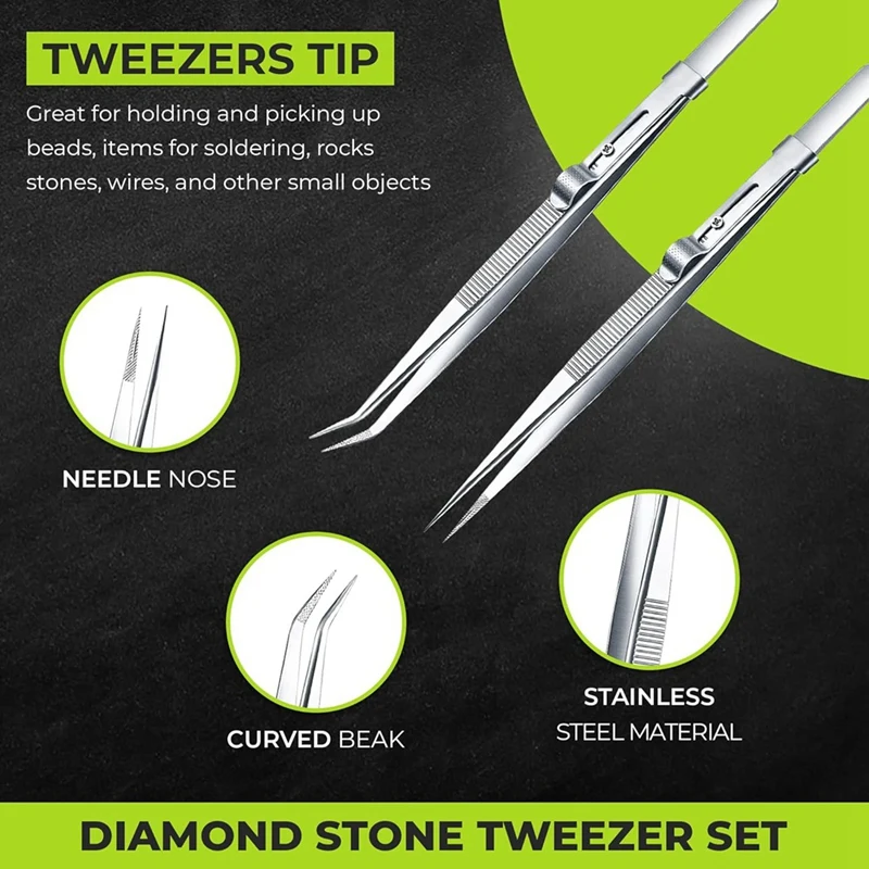 5Pcs Precision Tweezers Set - Anti - Static Stainless Steel Tweezers For Electronics, Jewelry Making And Laboratory Work Durable