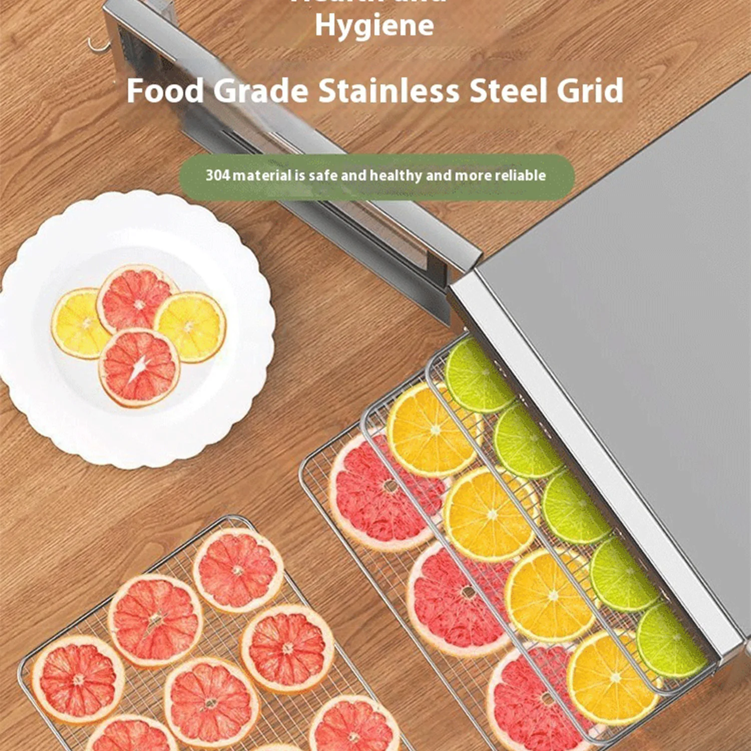 مجفف طعام من الدرجة التجارية 8 طبقات توقيت 12 ساعة وتعديل درجة الحرارة 50 ℃ -70 ℃   مناسبة لتجفيف الفواكه المجففة