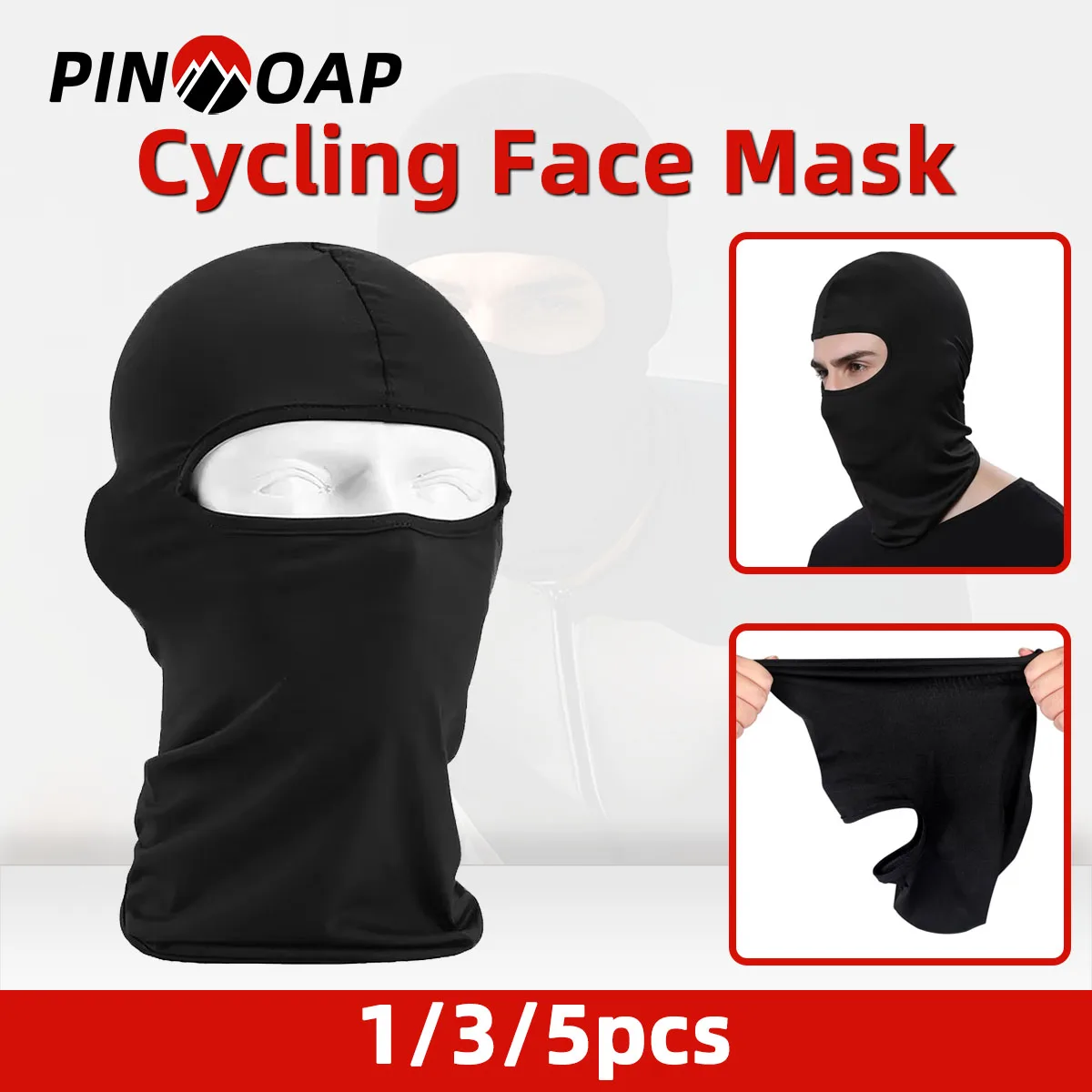 PINMOAP 1/3/5PCS Bicycle Riding Hood Breathable Full Face Wi