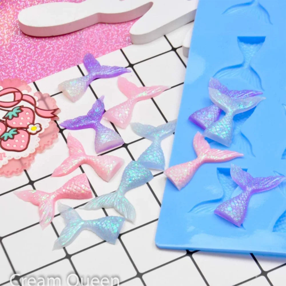 Blue Silicone 16 Fish Tail Shape Chocolate Mold Cupcake Decoration Mould Baking Tools