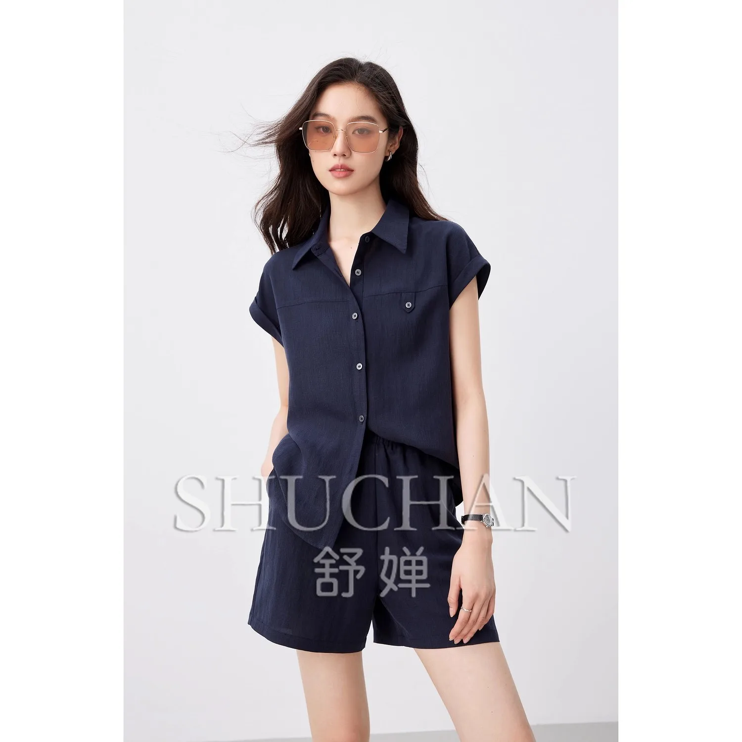 

Good Quality, Comfortable Weekend, Comfortable Lyocell Linen, Short-sleeved Shirt + Shorts Simple Casual Suit