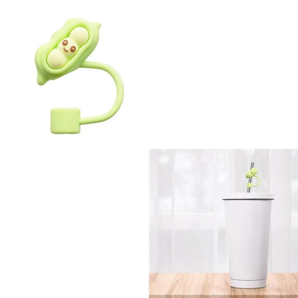 F19B Creative Silicone Straw Toppers Leak proof Straw Covers with Pattern For Drink