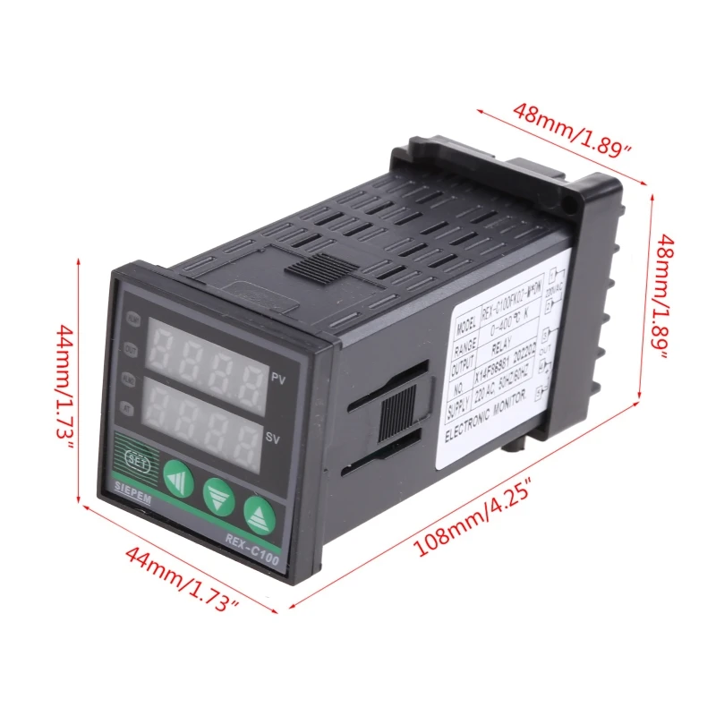 AC100-240V 0-400 °C Digital PID REX-C100 อุณหภูมิเทอร์โมดิจิตอลสำหรับอุตสาหกรรม 108 มม./4.25 นิ้ว