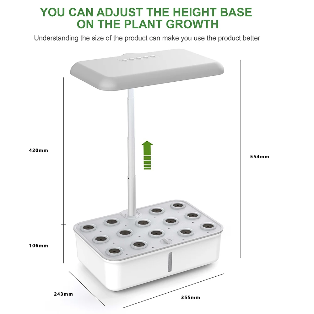 Tuya Smart Hydroponic Box 14 Holes Hydroponics Growing System WiFi APP Control Indoor Garden Herb Planter with LED Grow Light