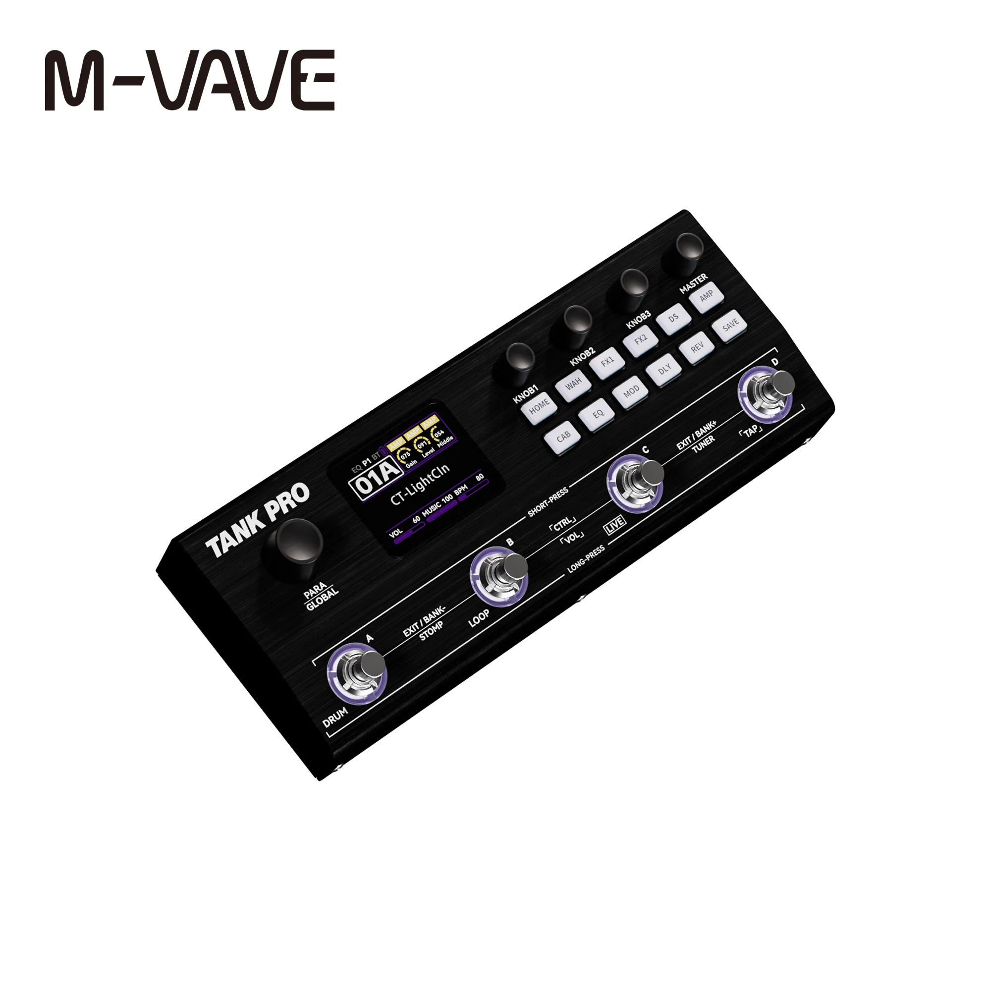M-VAVE TANK PRO Versatile FX Processor, 120 Presets, 90 Amp+90 Cab, 300+FX, 150s Looper, 60 Drums, 10 Modules, XLR for Solo Acts