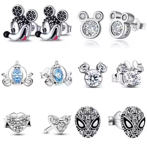 Hot Sale New 925 Sterling Silver Miniso Disney Rings Mickey Minnie For Women Kids Original 925 Wedding Ring Jewelry Fine Gift