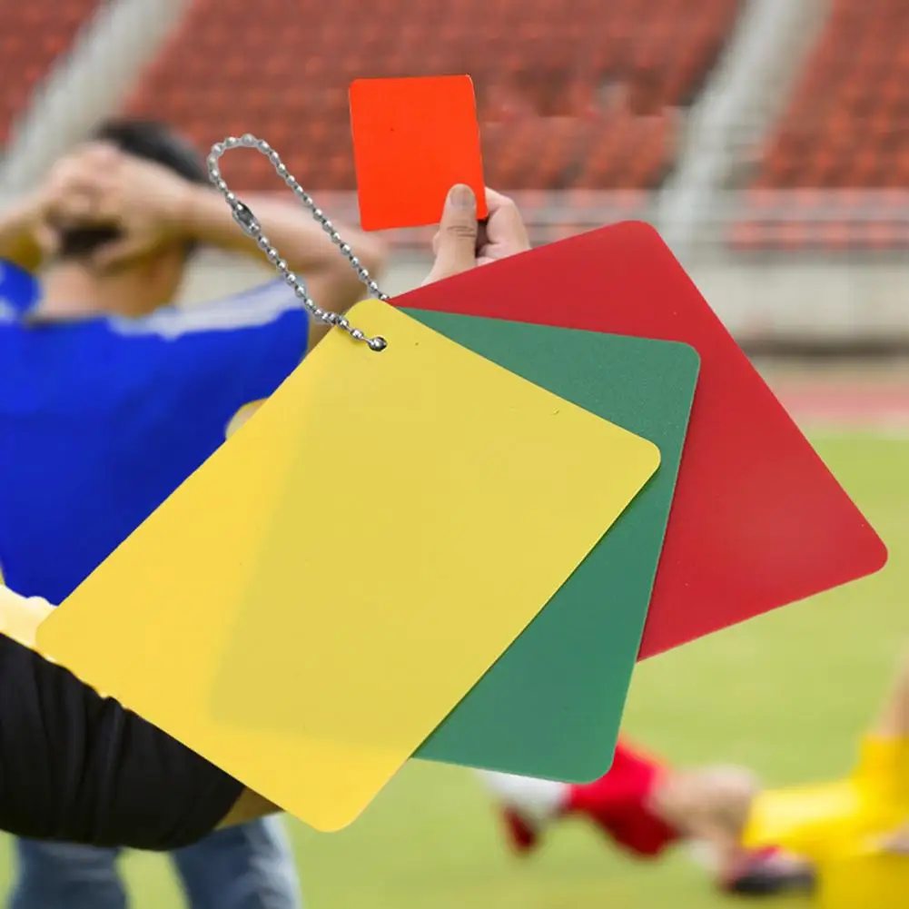 3 Pcs 축구 심판 벌칙 카드 세트 녹색 빨간색 노란색 카드 스포츠 경쟁을위한 축구 경고 제거 지연 카드
