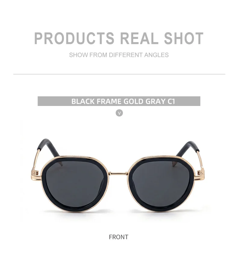 Runde Metallrahmen Punk-Sonnenbrille für Damen Vintage 2026 Luxus-Designer Sonnenbrillen Retro Elegante Schattierungen Modische Eyewear – Detail 10
