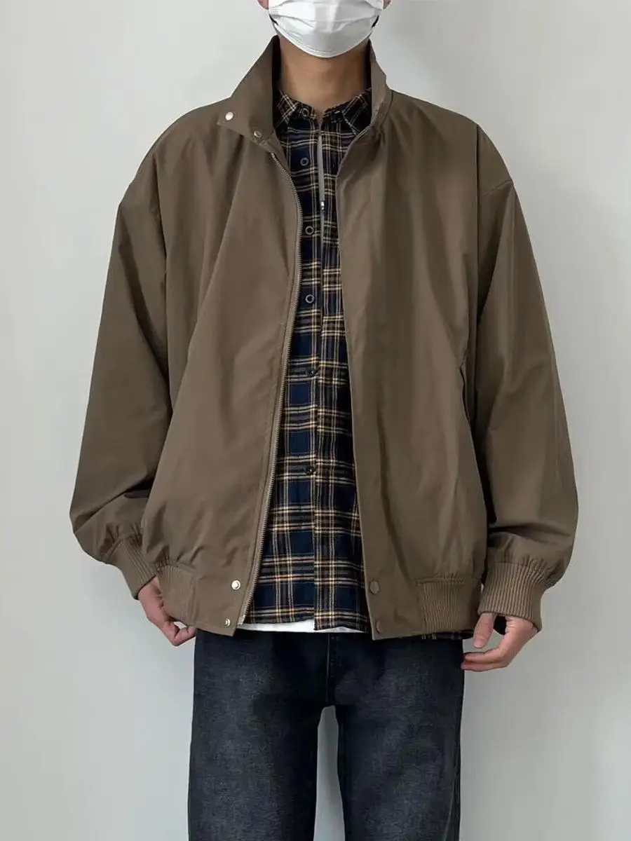 

American Retro Stand Collar Pilot Jaet Men's Spring Autumn Loose Casual Versatile Workwear Top Faion Brand Outerwear