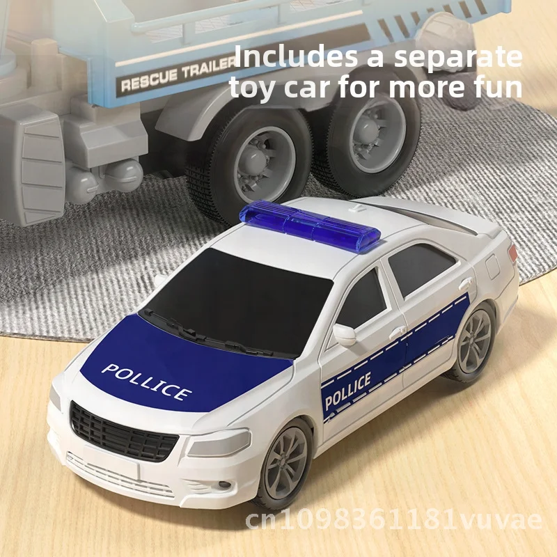 Grand camion jouet grue à inertie pour enfants avec remorque modèle d'ingénierie de Transport sur route voiture jouet transfrontalière pour garçon avec son et