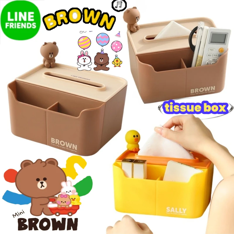 

LINE FRIENDS Brown & Sally Creative Cartoon Tissue Box Holder for Home Living Room Desktop Remote Control and Tissue Storage