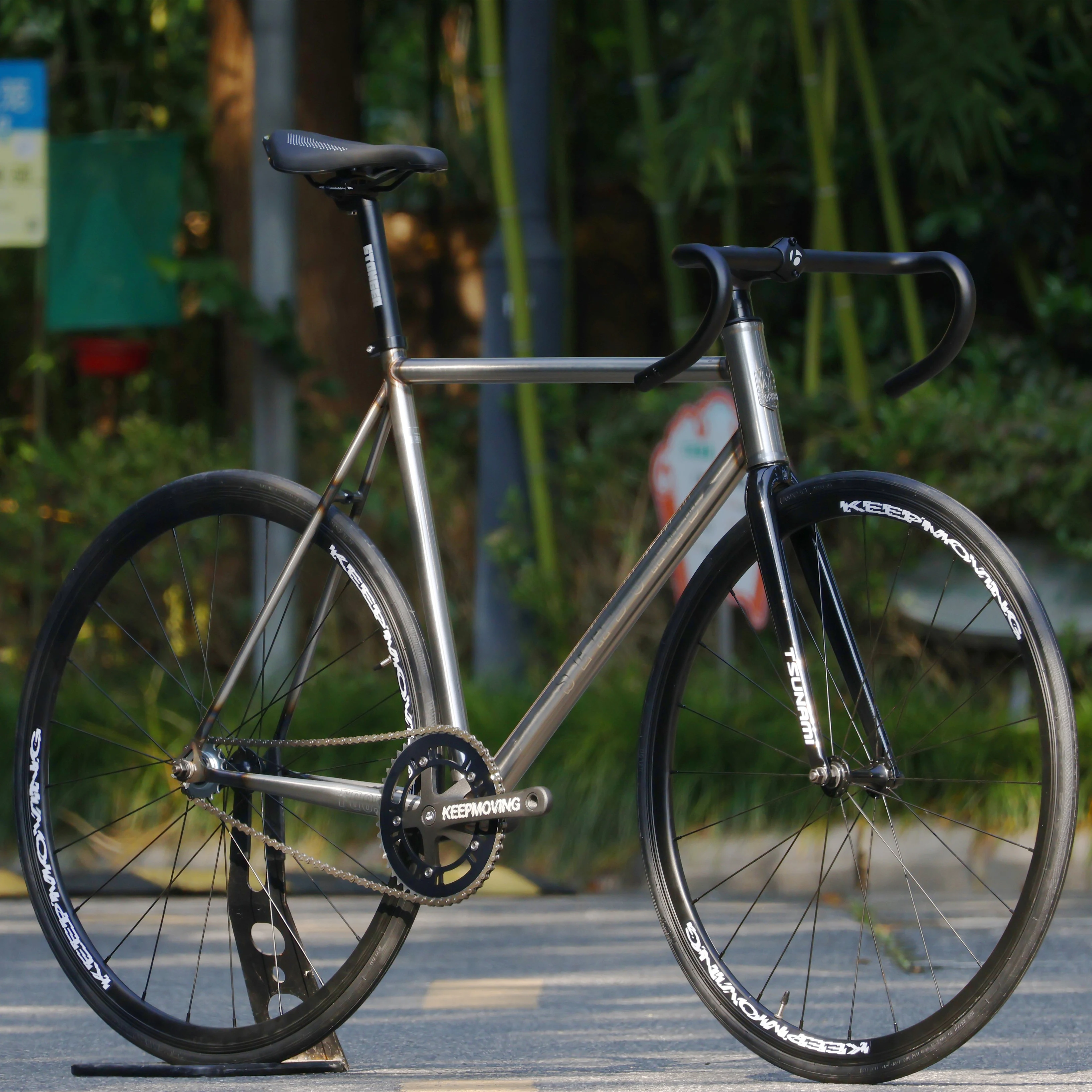 Tsunami Seaboard FG03 Fixed Gear Bike Single Speed Bicycle Cr-Mo Steel Frame Carbon Fibre Front Fork 700C Customizable