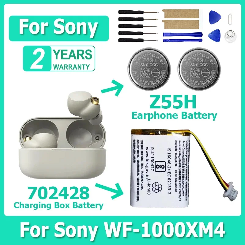 

High Quality Z55H 3.85V 70mAh Battery For SONY WF-1000XM4 1000XM4 XM4 Bluetooth Earbuds Headset Batteria+Free gift Tools