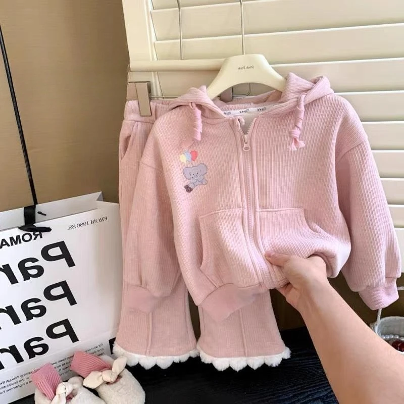Mädchen Herbst 2-Teiliges Set – Niedliche Kapuzenjacke mit Spitzenbesatz & Freizeithose für Frühling Herbst Kleinkind Mädchenkleidung – Detail 3