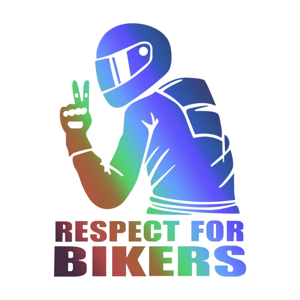 Brand New Respect Bikers Funny Car Stickers Waterproof Reflective Decals Vinyl Bike Motorcycle Styling Decorative PVC,17.5CM - Image 4