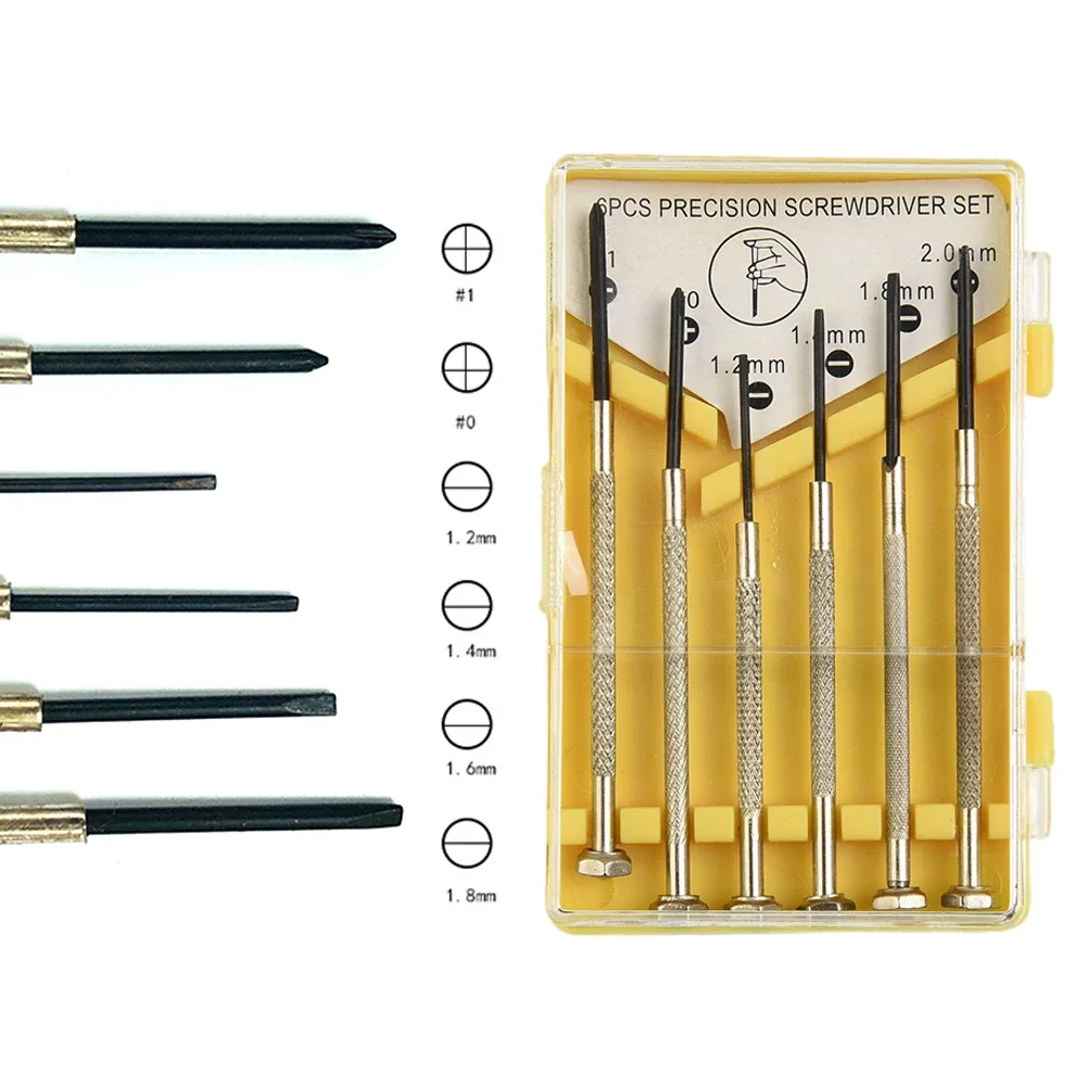 Precision Screwdriver Set para relógios, relógio, óculos, jóias, pequeno parafuso, DIY Tool Kit, Rust Repair, 6 pcs