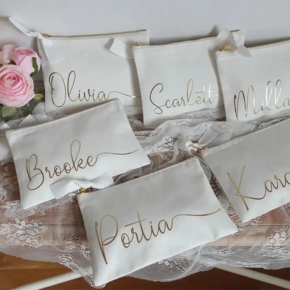 Personalized Makeup Bag Bridesmaid Gift Travel Makeup Clutch Bachelorette Party Favors Bridal Shower Proposal Birthday Gift