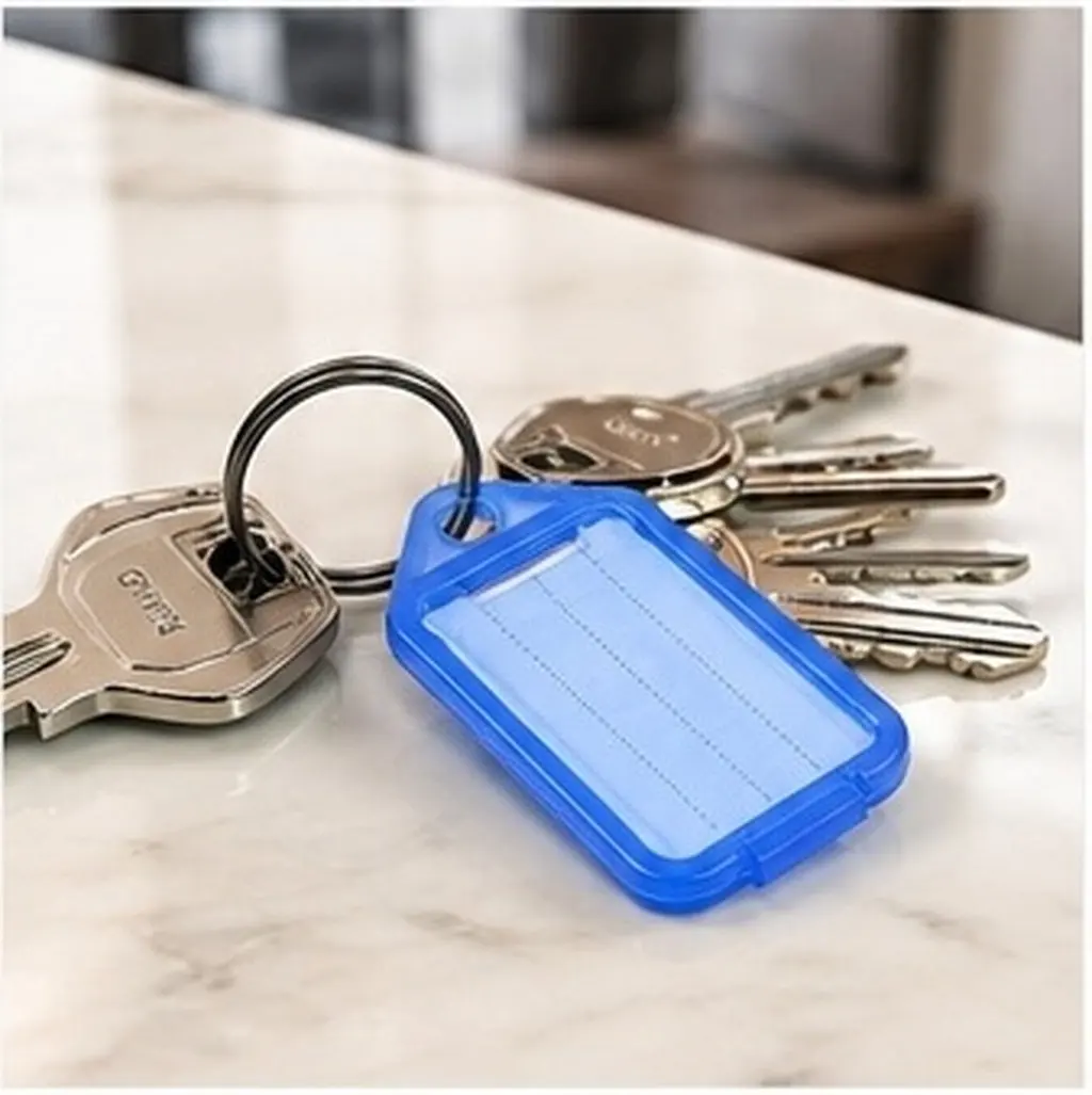 20Pcs Plastic Luggage Id Tags Colorful Key Fobs Hard Key Labels with Paper Insert Strong Rings for Keys Suitcases