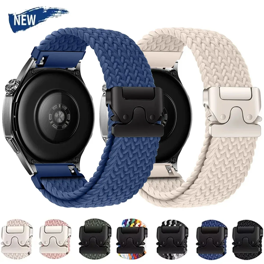 Nylon Braided Strap For Huawei Watch 5-4-3/GT5-4-3 46mm Parachute Buckle Comfortable Watchband For Samsung Watch 7/6/5/4 40/44mm