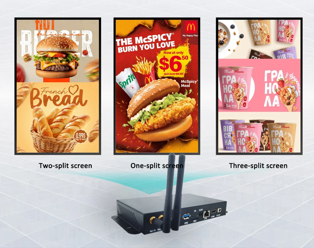 Metallgehäuse RK3576 4G-Modul SIM Android Digital Signage Werbung 4K UHD HD-MI Ausgang Cloud-basierter Media Player – Detail 8