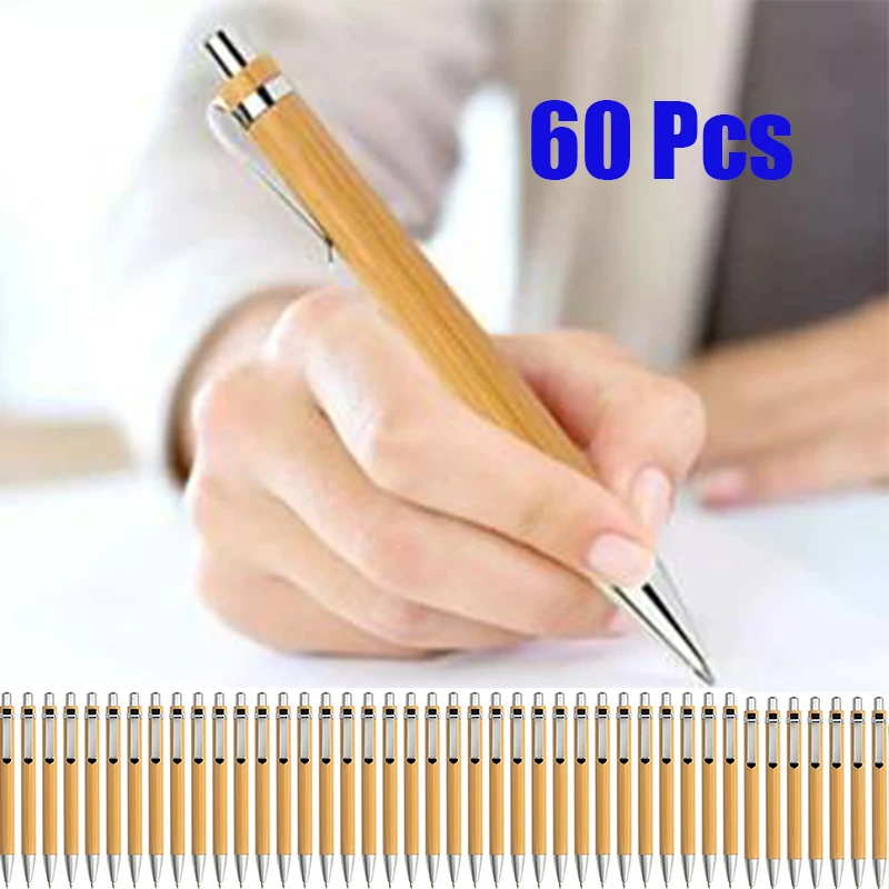 60pcs-portable-bamboo-roller-ball-signature-pens-bulk-set