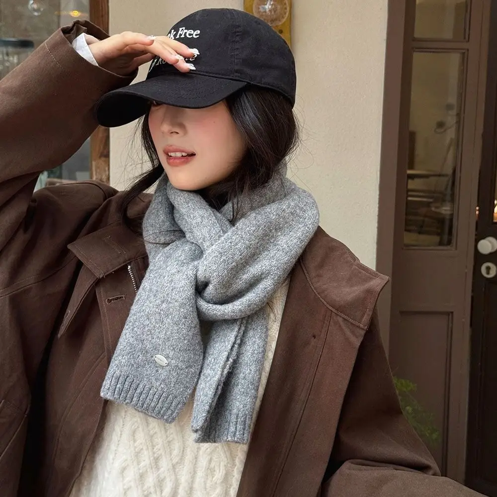 

Модный теплый зимний шарф, однотонный мягкий вязаный шарф, шерстяной утепленный шарф для женщин и мужчин