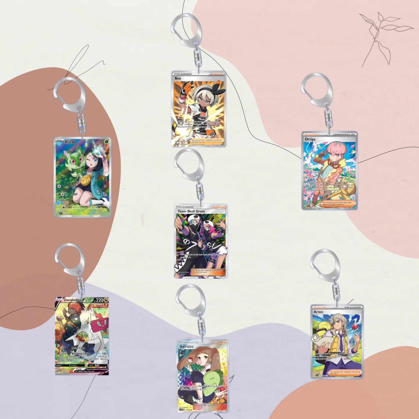 Colección de Decoración de Personajes Clásicos de Anime, Llavero Acrílico de Personajes de Regalo para Ortega, Liko, Sprigatito, Raihan, Duraludon