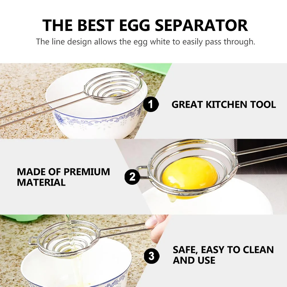 

2Pcs Stainless Steel Yolk Separator Tool No Yolk Slips Through Egg White Filter for Home Use White Separator