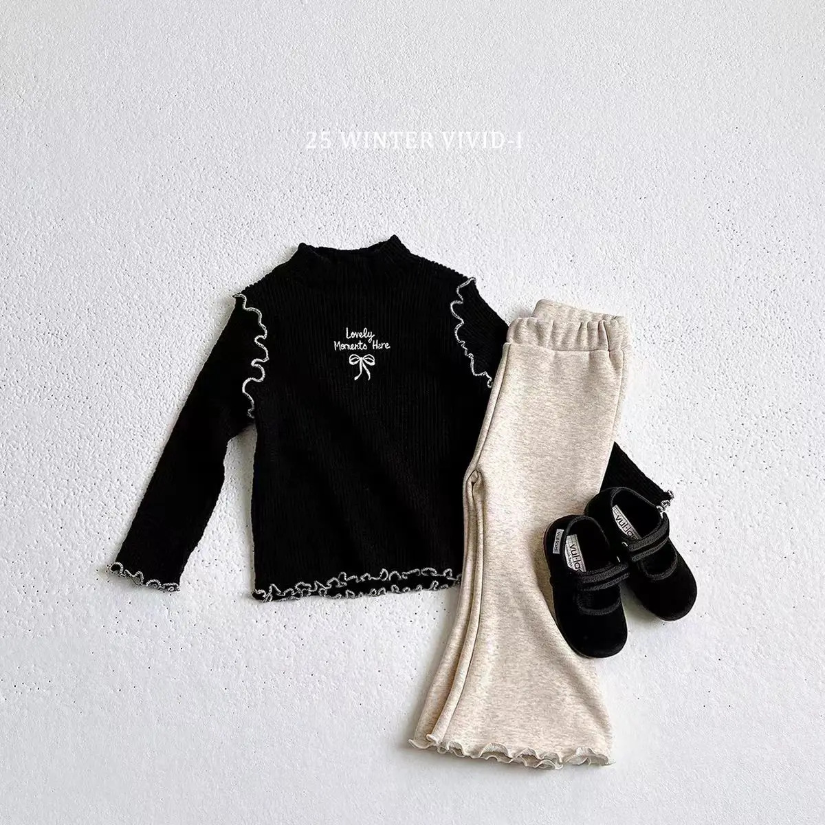 2026 Spring New Children Long Sleeve T Shirts Girls Ribbed Bottoming Shirts Cute Bow Letter Print Kids Clothes Baby Cotton Tops