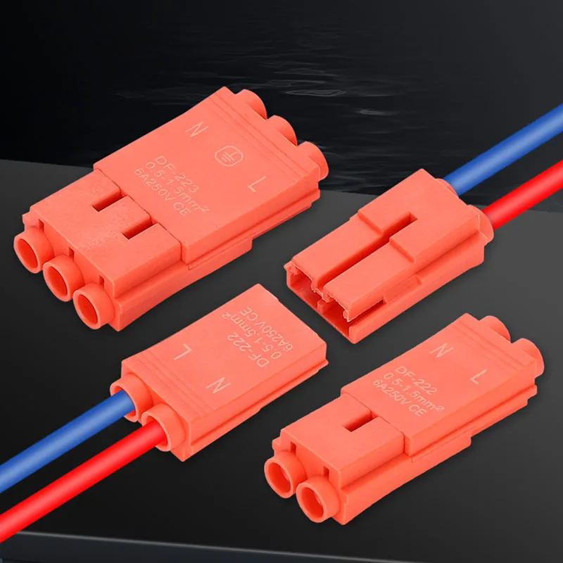 

Pluggable Wire Connector Quick Splice Electrical Cable Crimp Terminals for Wires 2/3 Pin LED Lamp plug-in terminals DF-222 6A