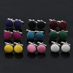 Classic Solid Color Plaid Cufflink For Men High Quality Cufflinks Unique Wedding Groom Shirt Suit Collar Jewelry Accessories